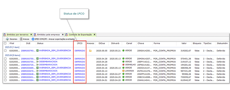 Controle de saldos no embarque fracionado