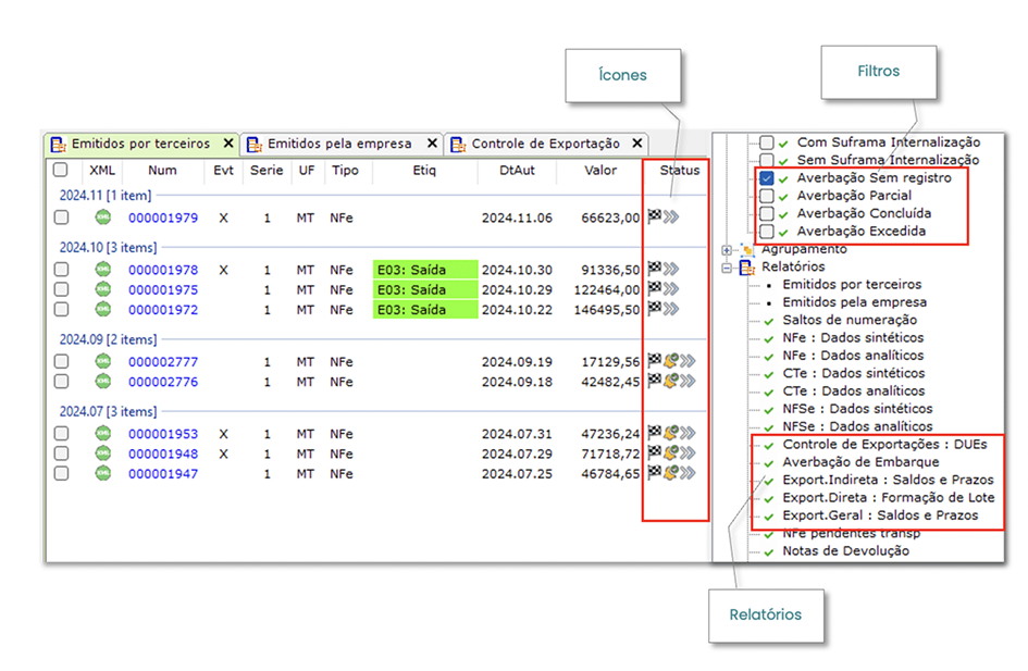 Controle de saldos no embarque fracionado